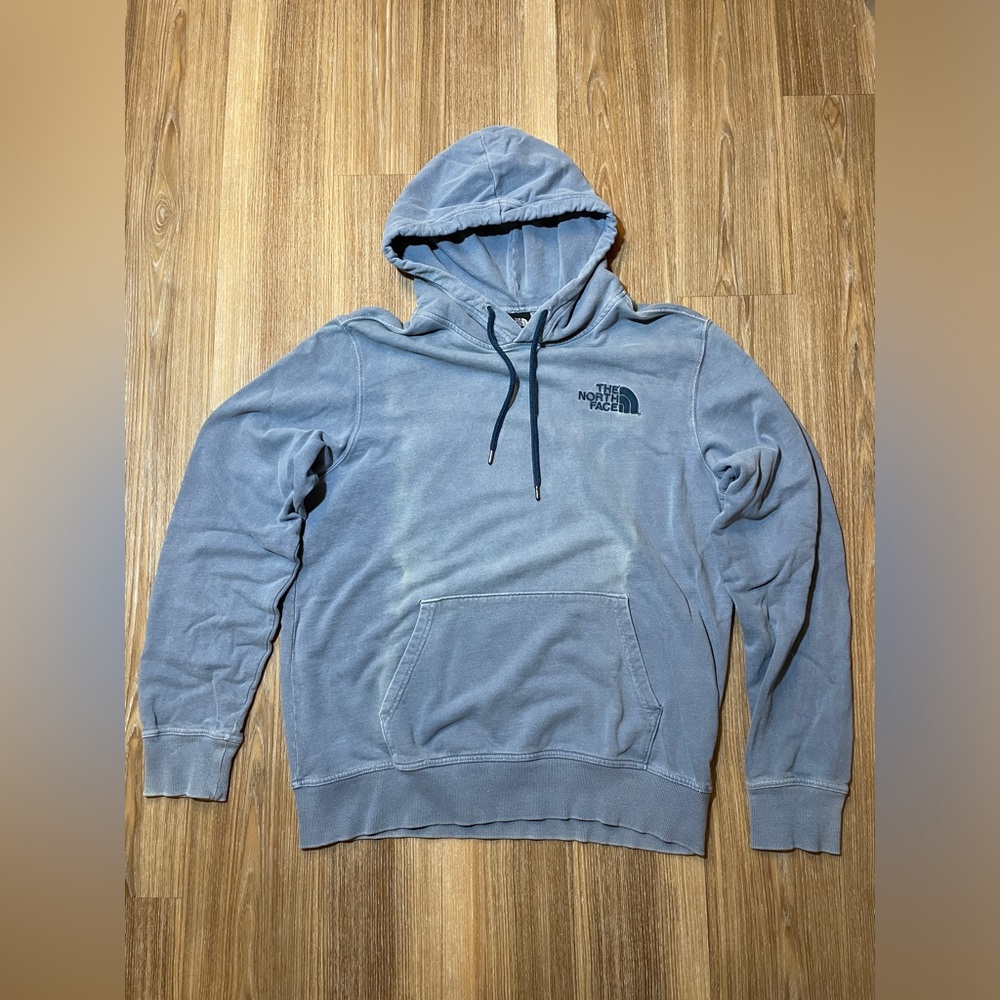 The North Face Men's Hoodie - Large - Faded Vintage Look - Light Blue